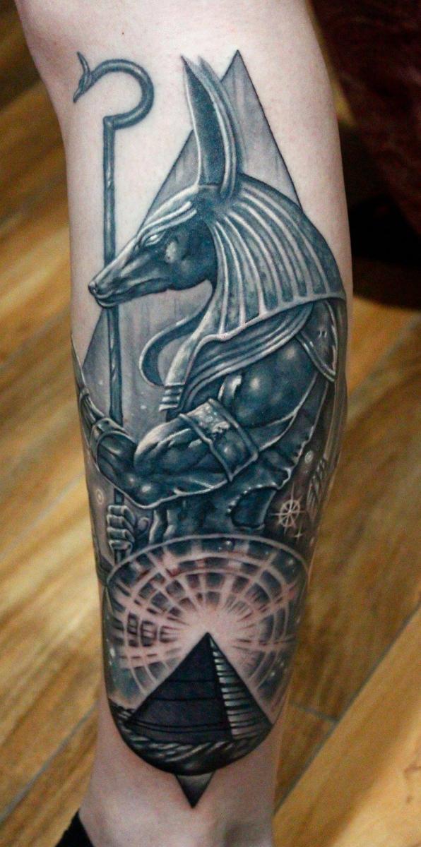 Realistic Underworld God Anubis Egyptian Mythology Tattoo by Sean Ambrose
